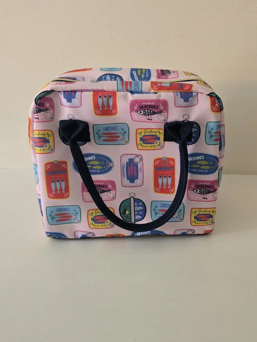 Fit + Fresh Pink Sardine Print Lunch Bag Tote